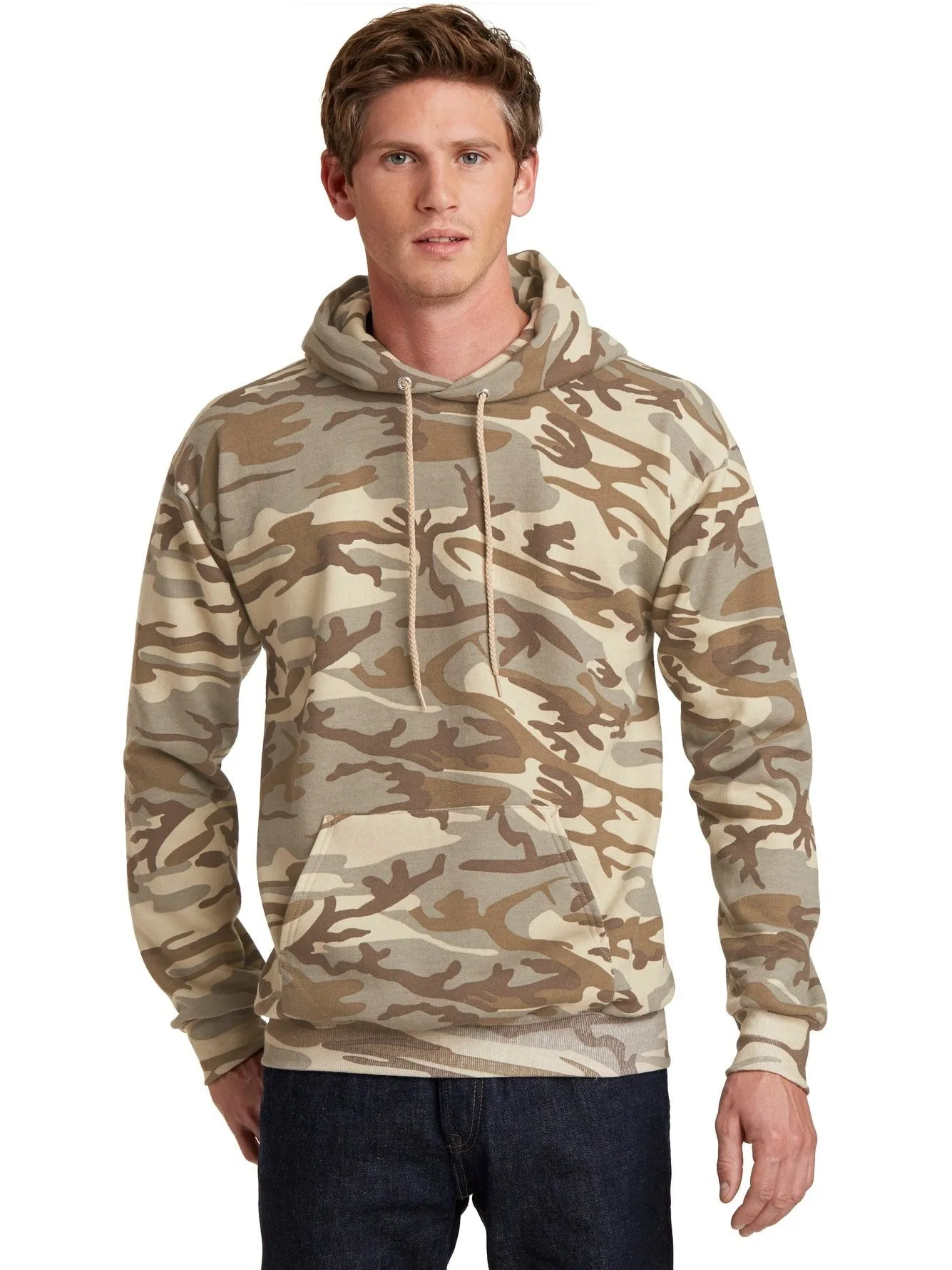 OUTLET-Port & Company Core Fleece Camo Pullover Hooded Sweatshirt