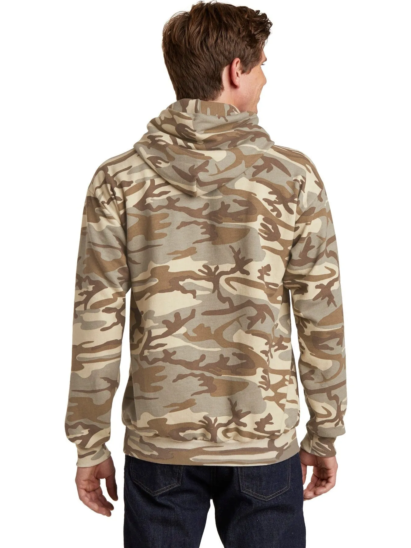 OUTLET-Port & Company Core Fleece Camo Pullover Hooded Sweatshirt