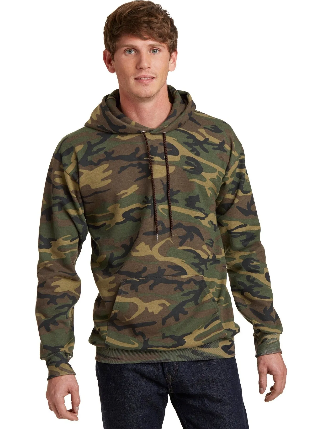 OUTLET-Port & Company Core Fleece Camo Pullover Hooded Sweatshirt