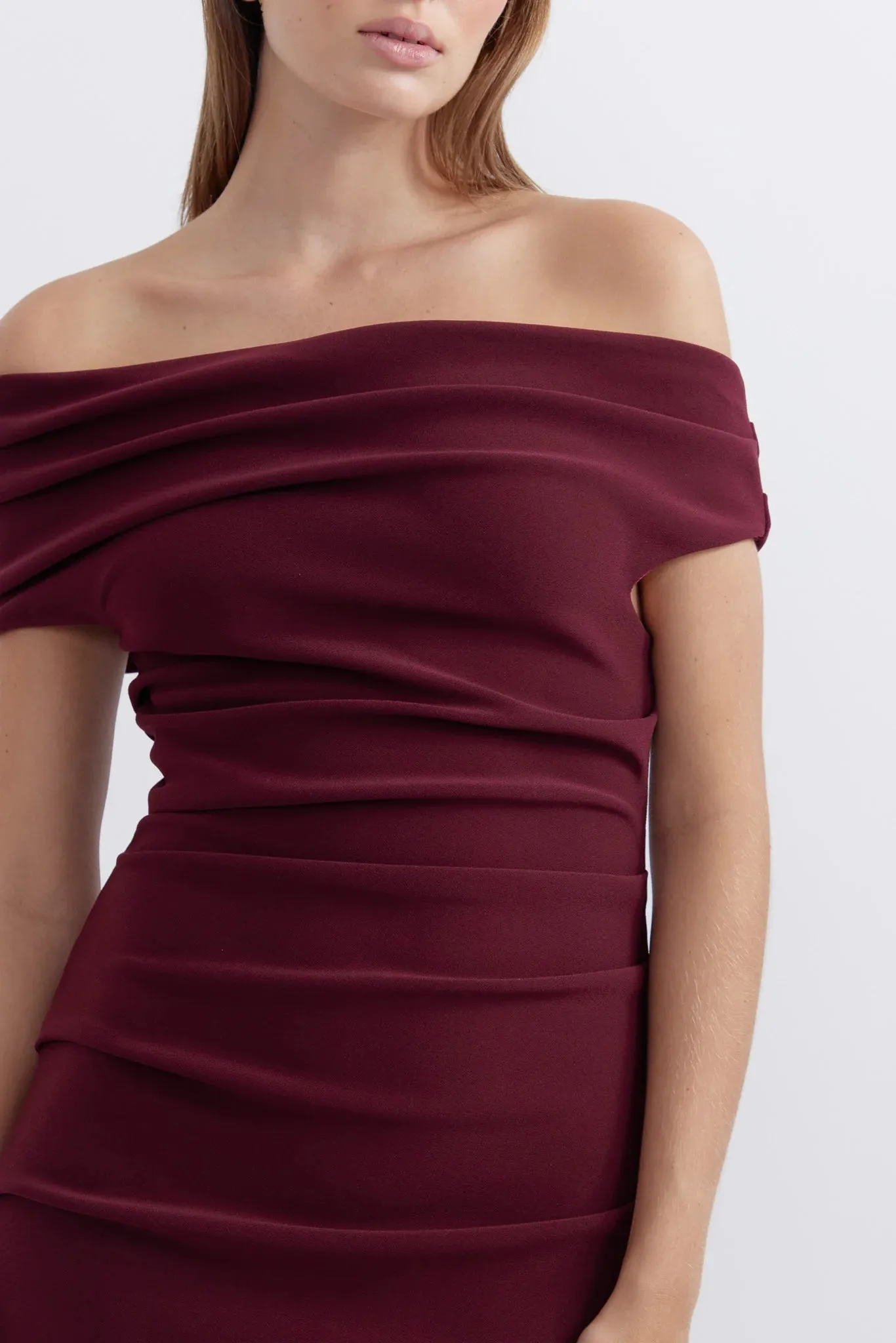 Pasduchas Evie Shoulder Midi Dress - Wine