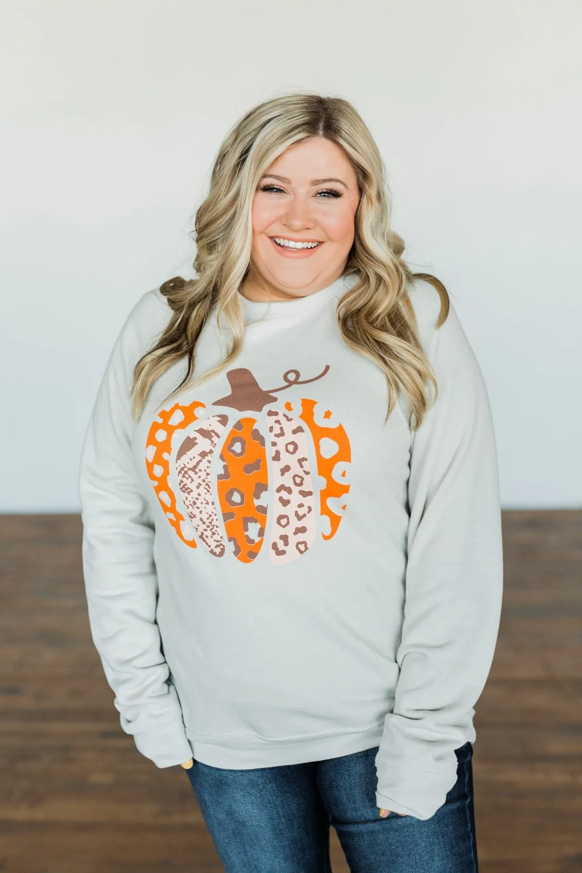 Picking Out Pumpkins Graphic Pullover- Light Taupe