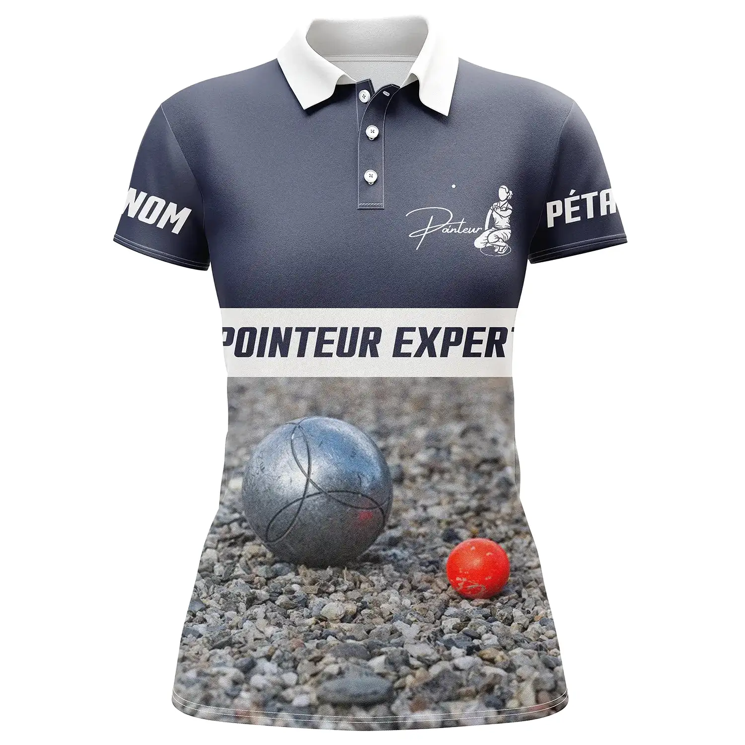 Polo Pétanque Personnalisé Pointeur Expert - Cadeau Idéal Bouliste, Vêtement Unique Pour Amateurs de Pétanque - CT13072338