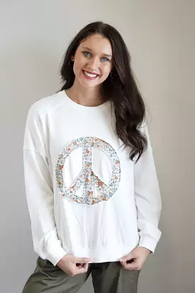 Remi Raw Hem Peace Sign Graphic Pullover