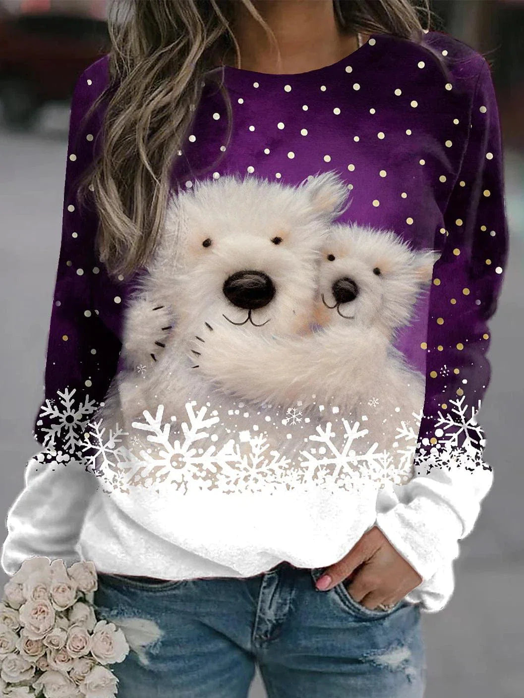 Snowflake Graphic Women's Christmas Sweatshirt Pullover