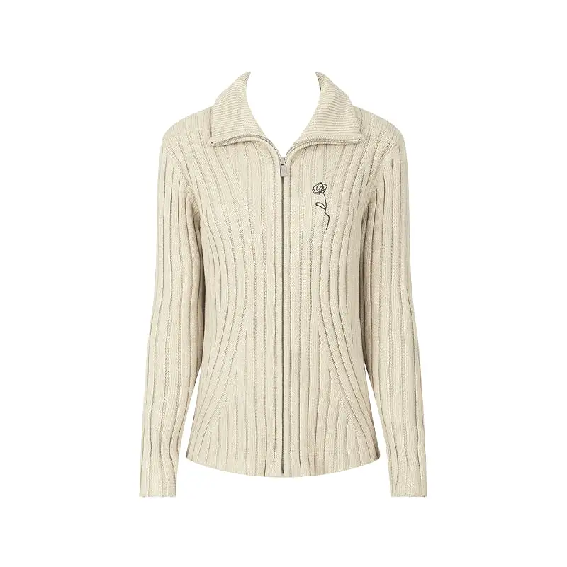 Spring 2024 sweater jacket sweet and cool age-reducing casual versatile vertical pit strip knitted cardigan