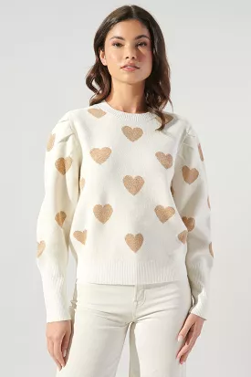 Sweetheart Sweater White/Gold