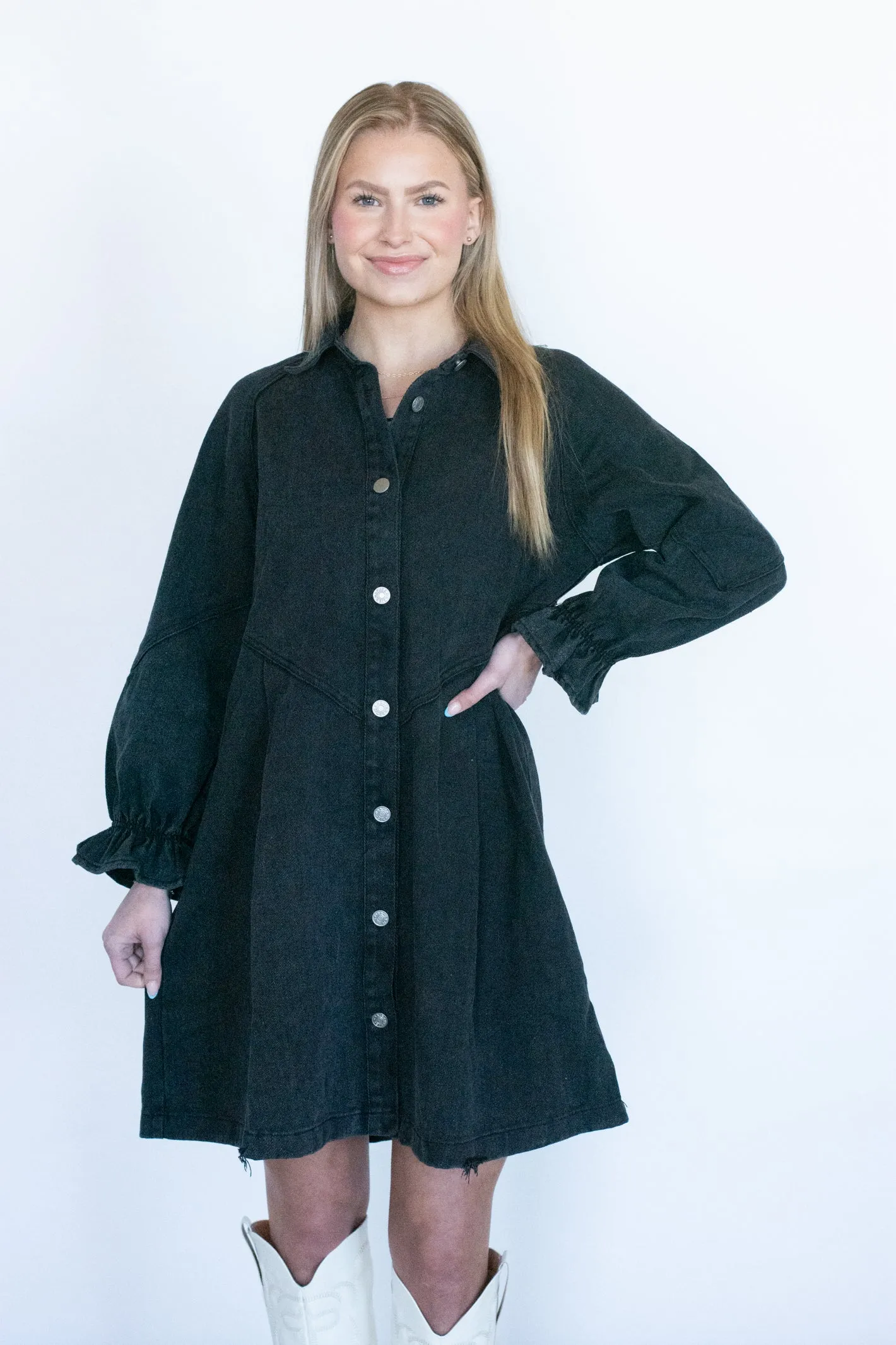 The Eloise Black Denim Dress