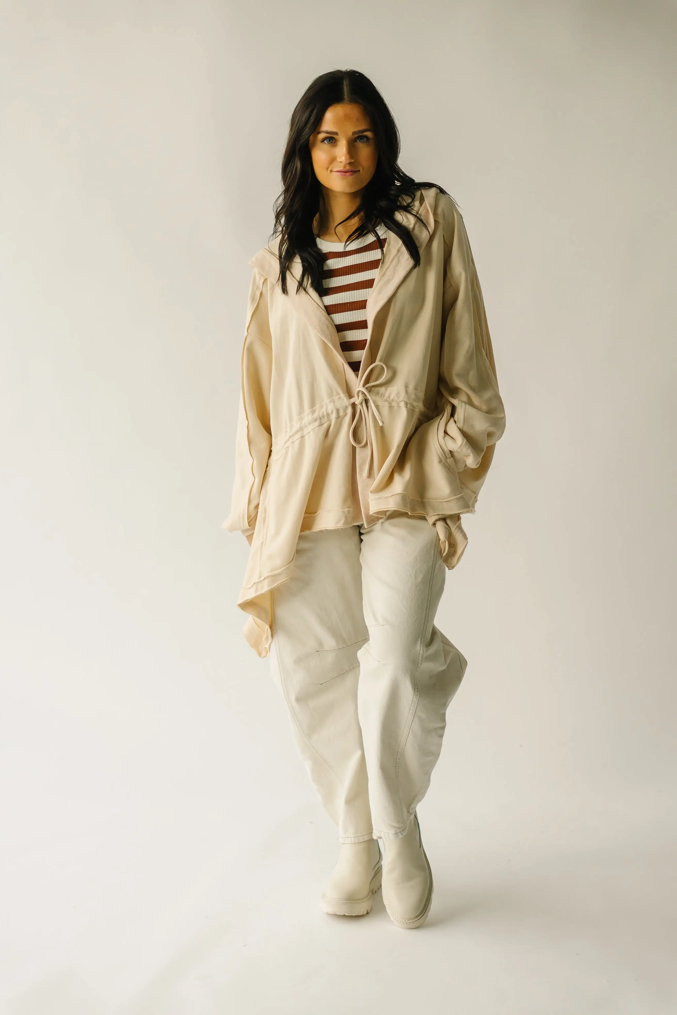 The Emsley Cinch Detail Cardigan in Cream