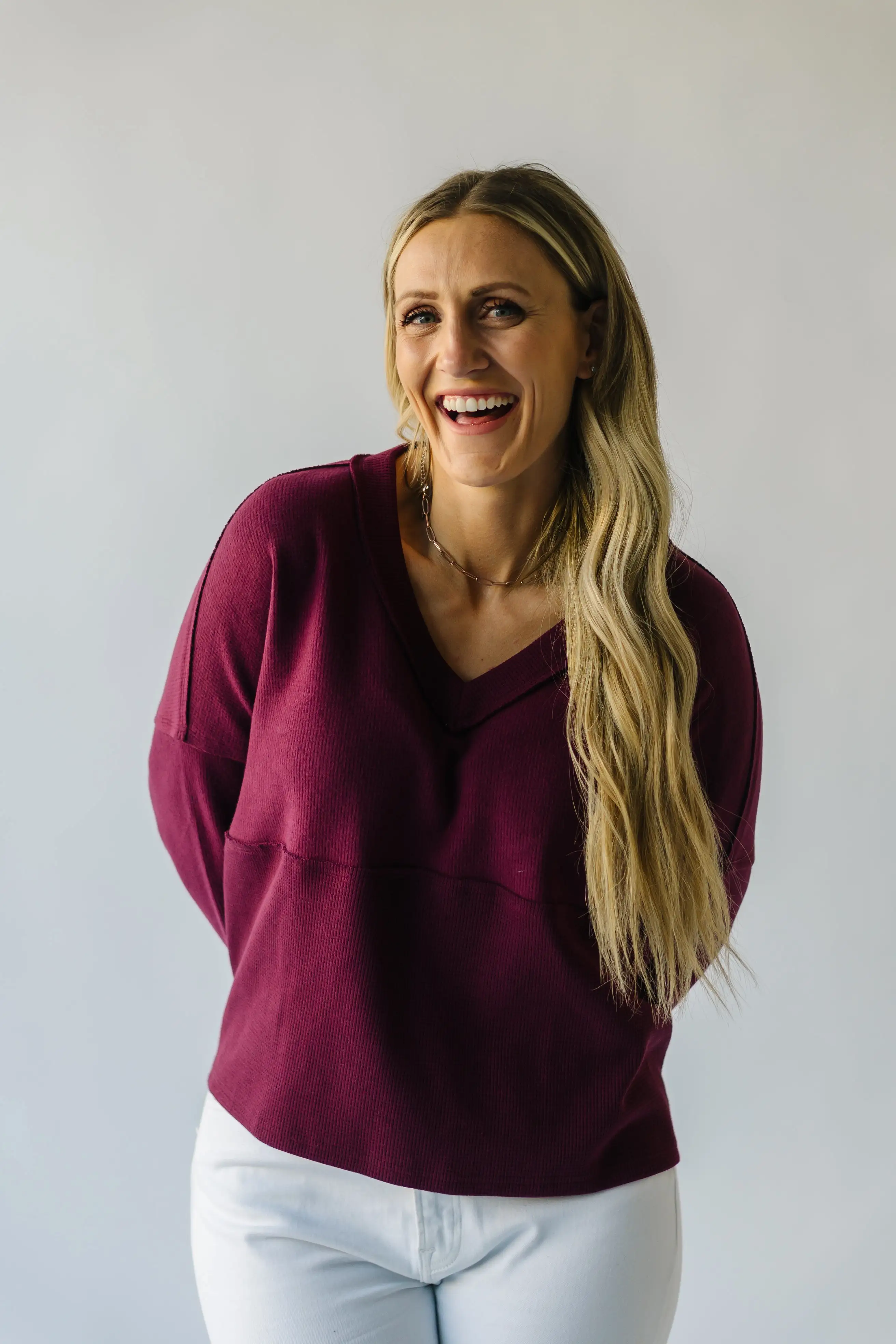 The Grangeville Thermal Knit Top in Plum