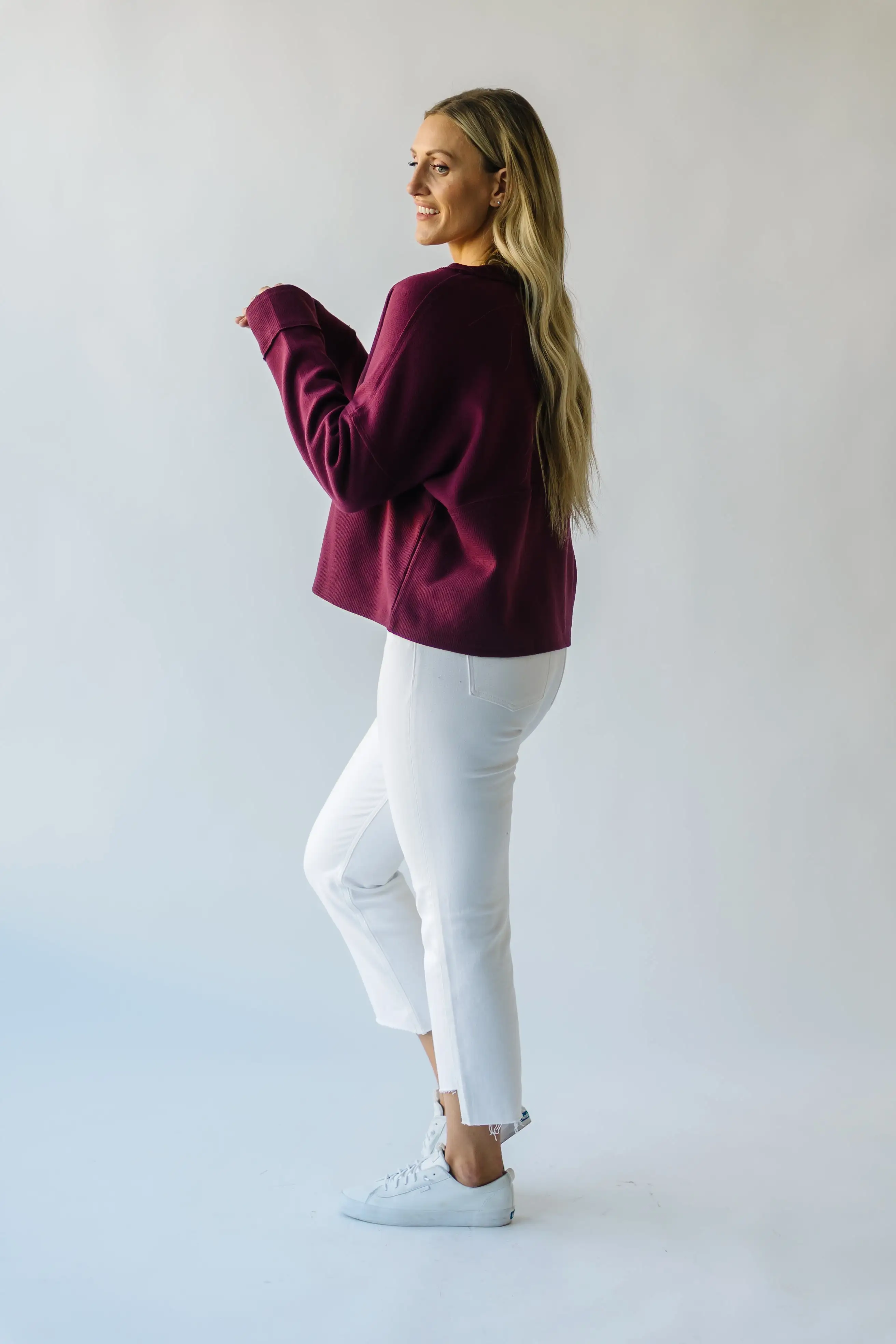 The Grangeville Thermal Knit Top in Plum