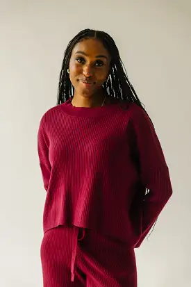 The Hartly Ribbed Cropped Sweater in Mulberry