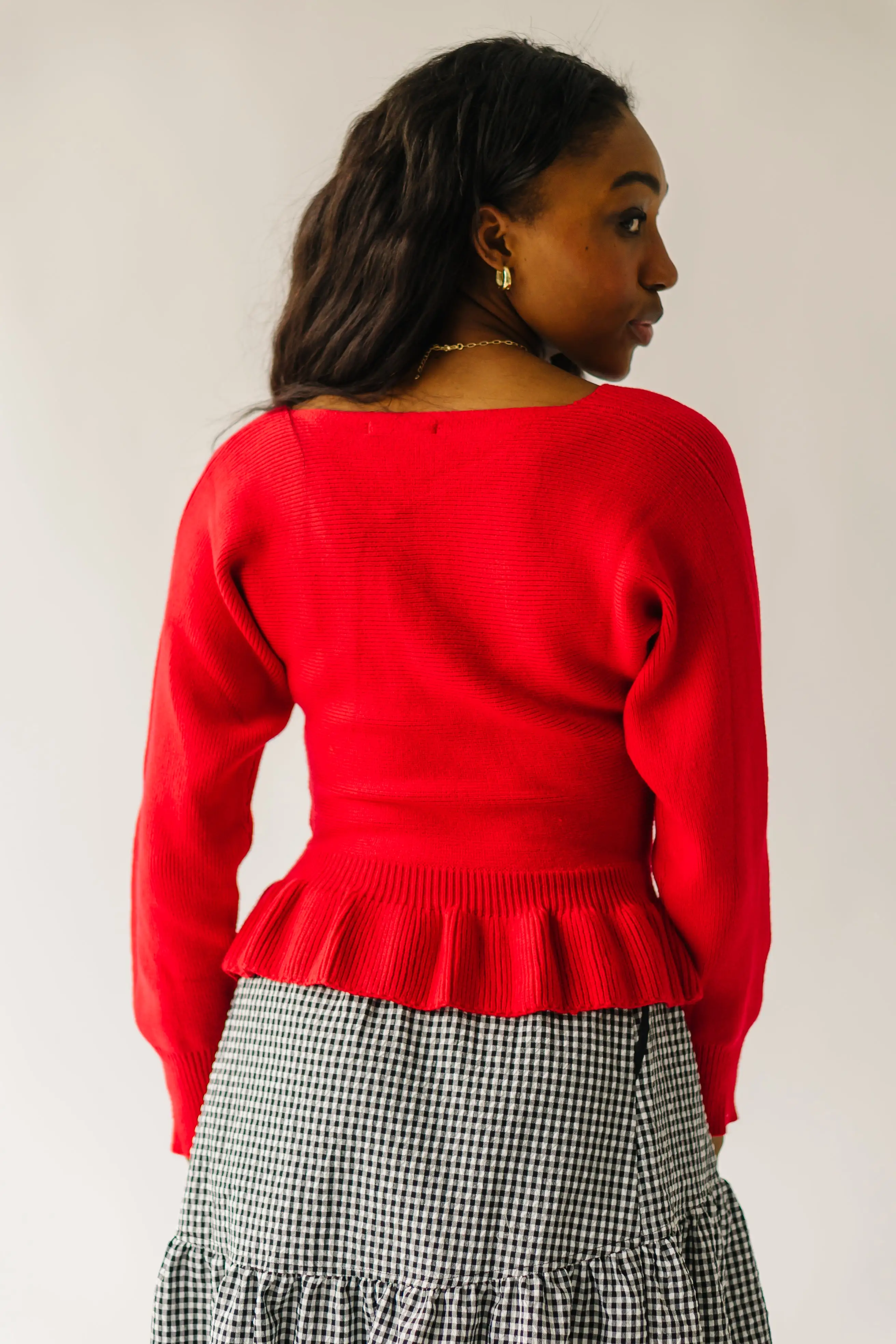 The Leeston Crossover Sweater in Red