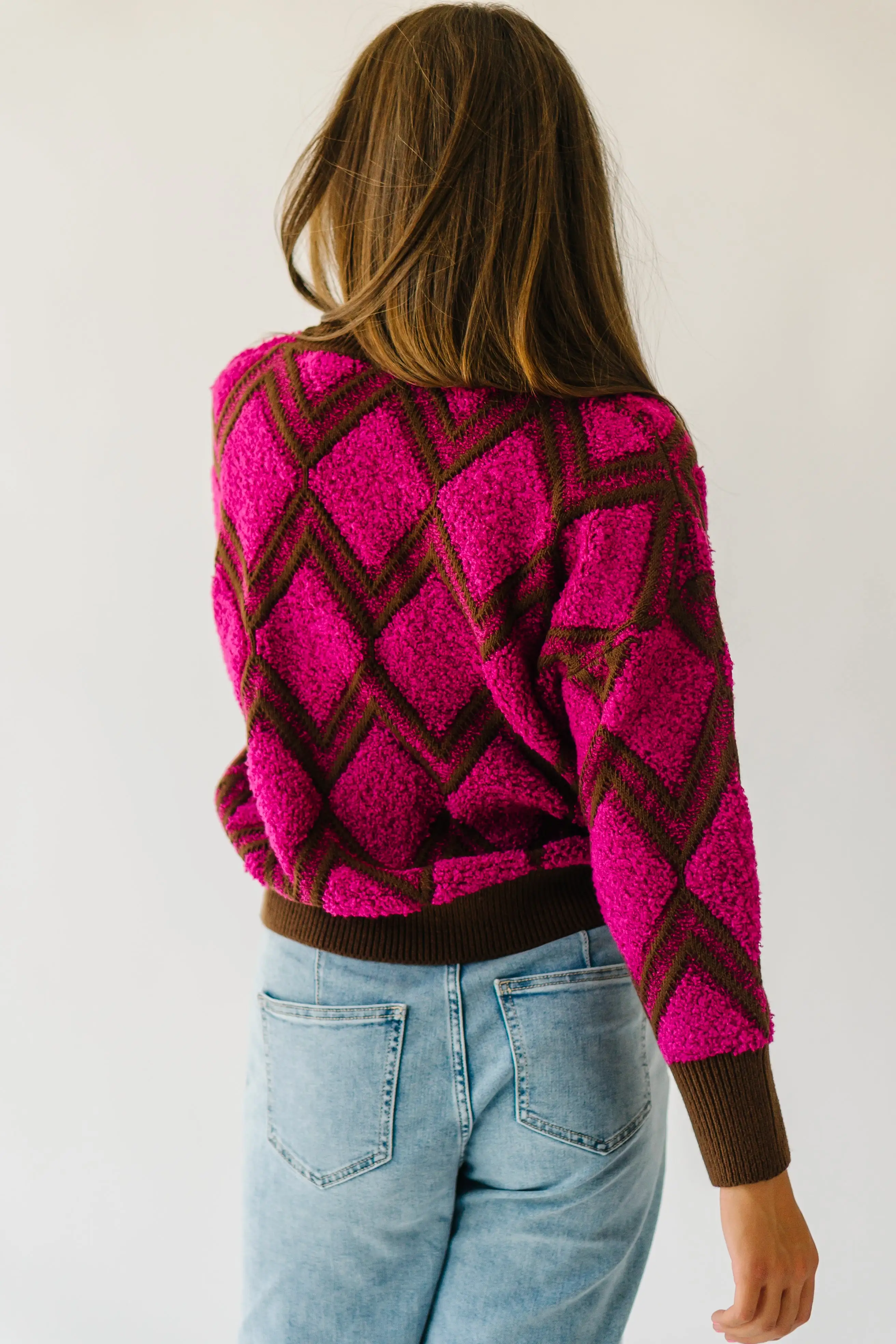 The Lockhart Textured Sweater in Magenta