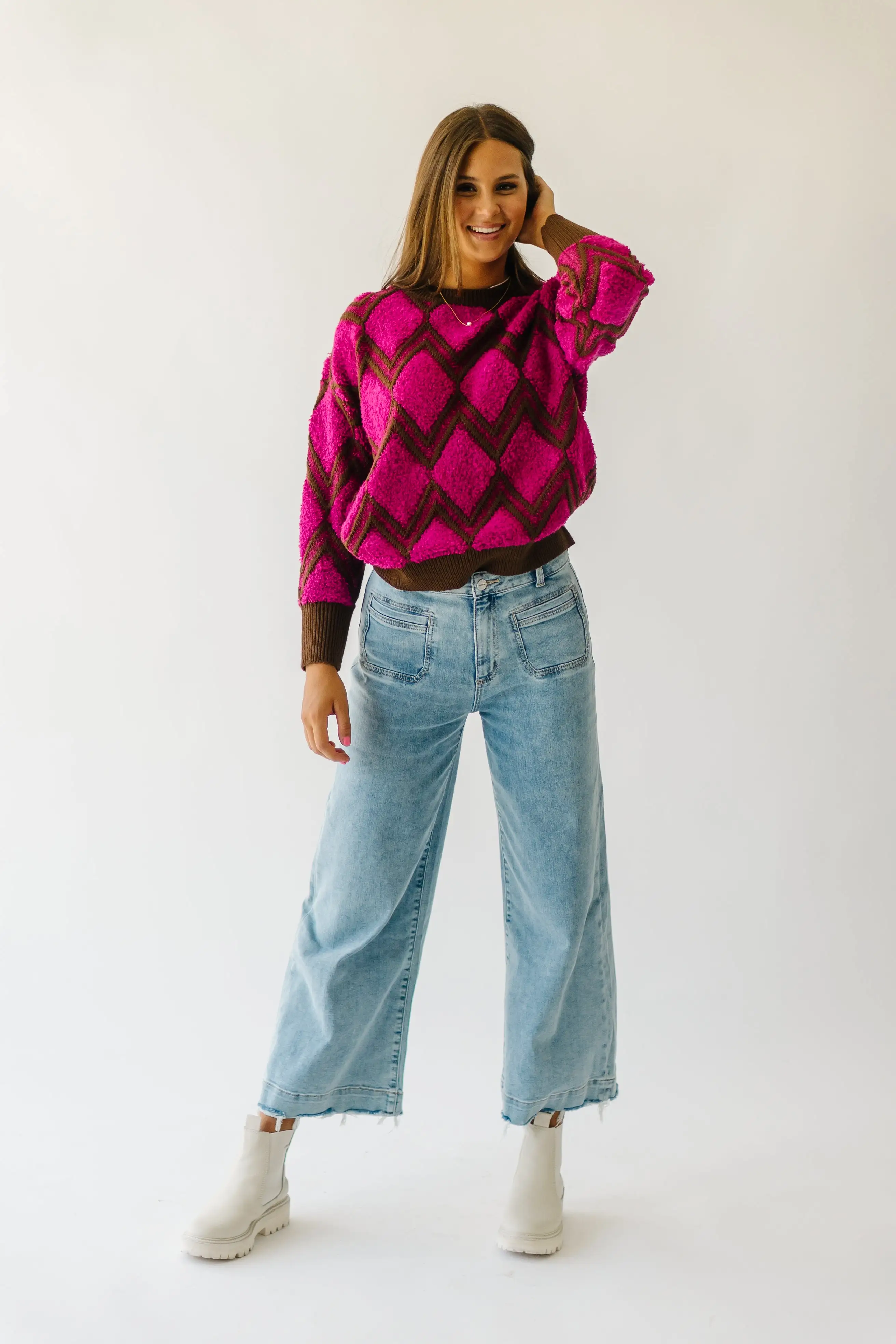 The Lockhart Textured Sweater in Magenta