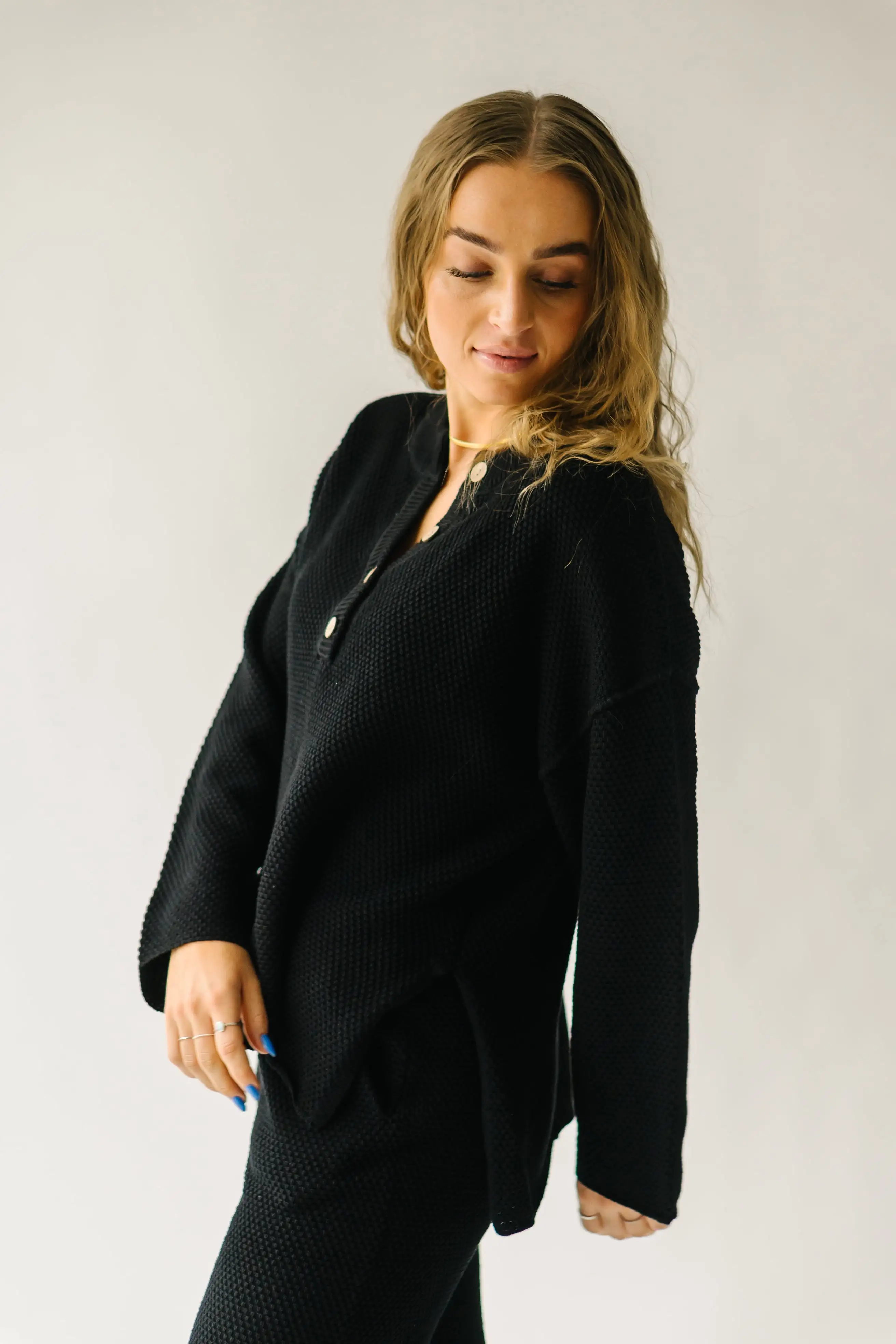 The Picard Button Detail Sweater in Black