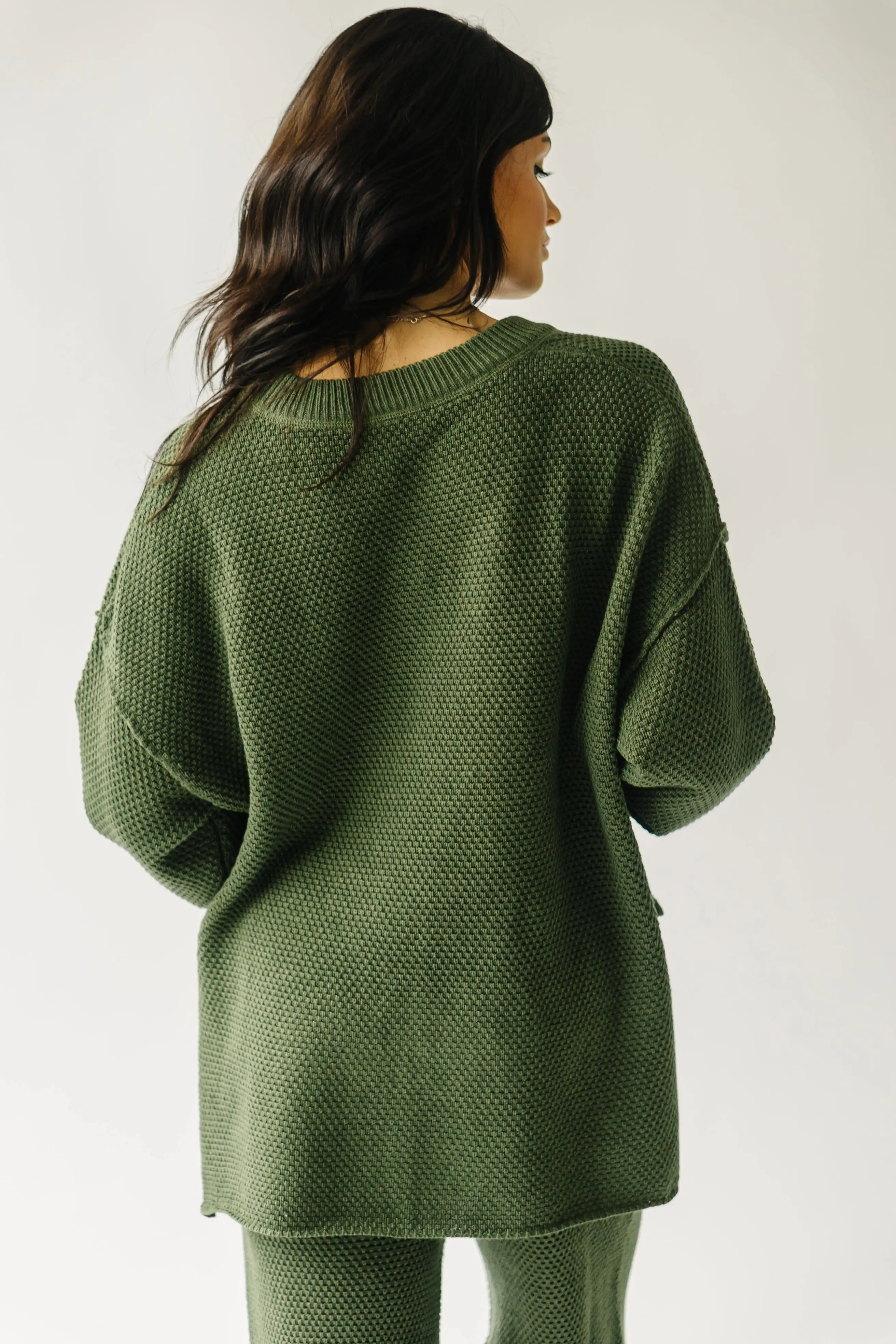 The Picard Button Detail Sweater in Olive