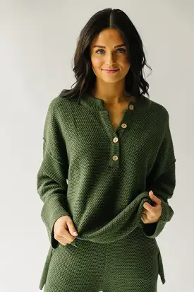 The Picard Button Detail Sweater in Olive