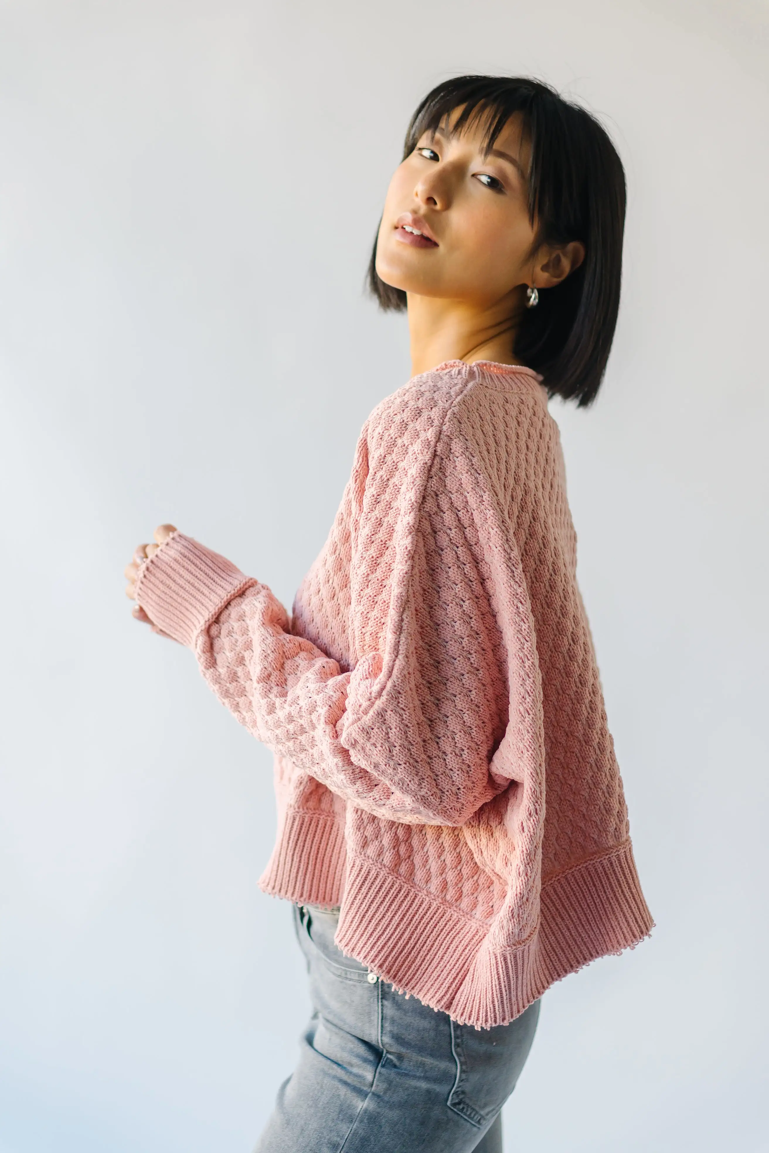 The Rippey Textured Sweater in Blush