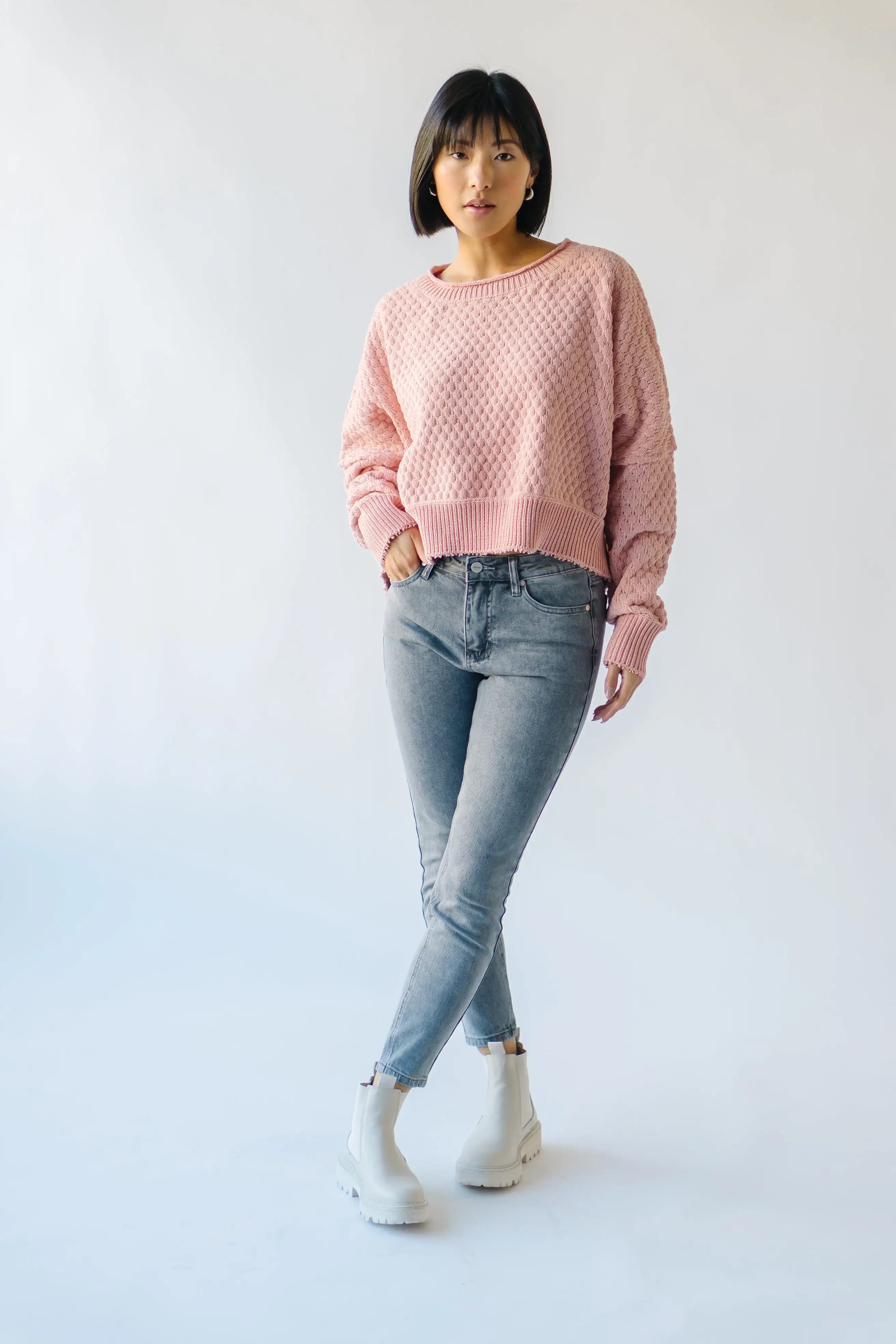 The Rippey Textured Sweater in Blush