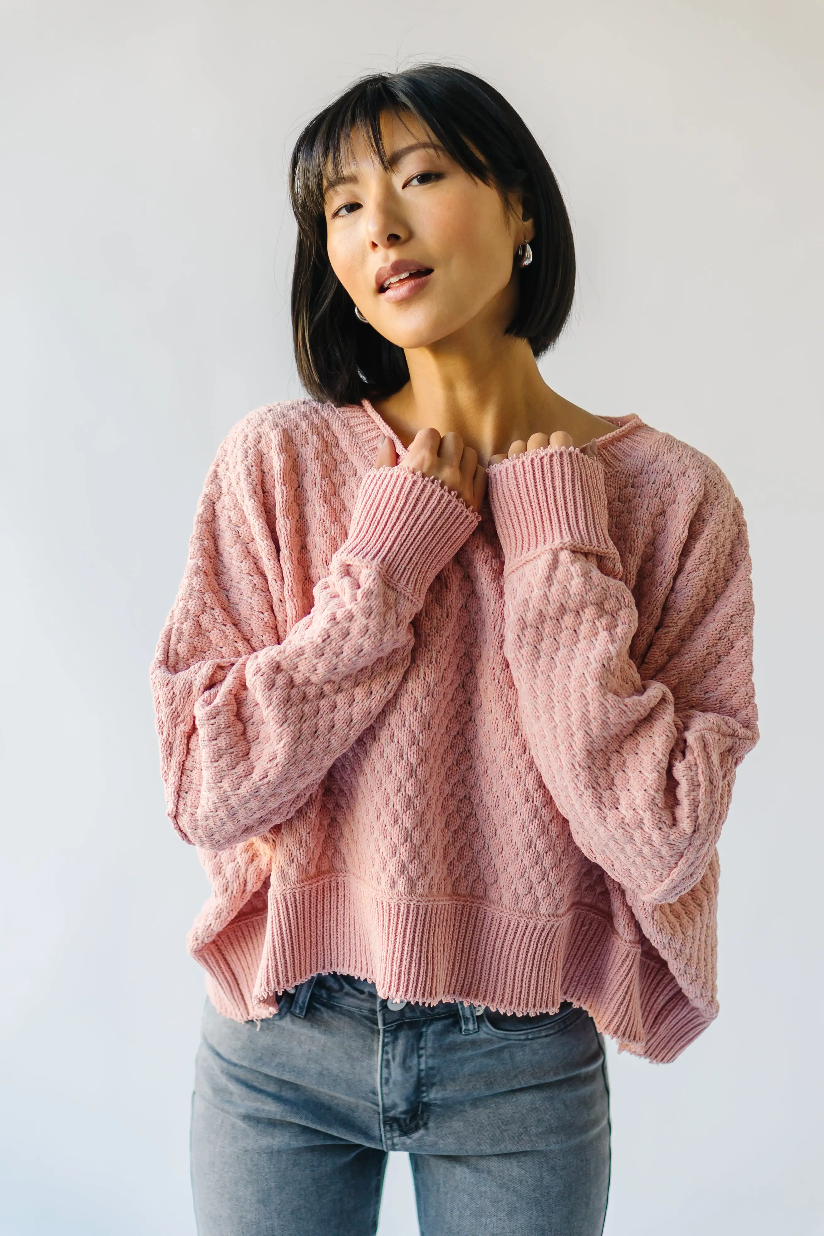 The Rippey Textured Sweater in Blush