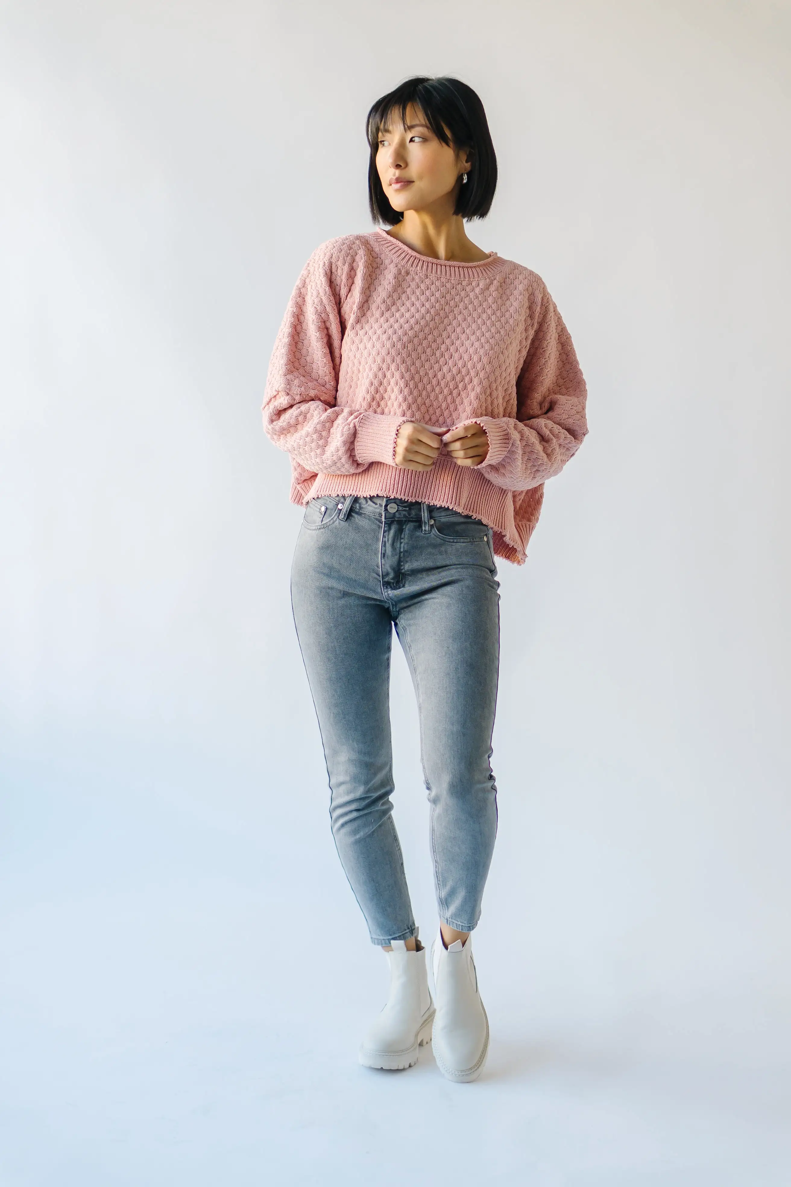 The Rippey Textured Sweater in Blush