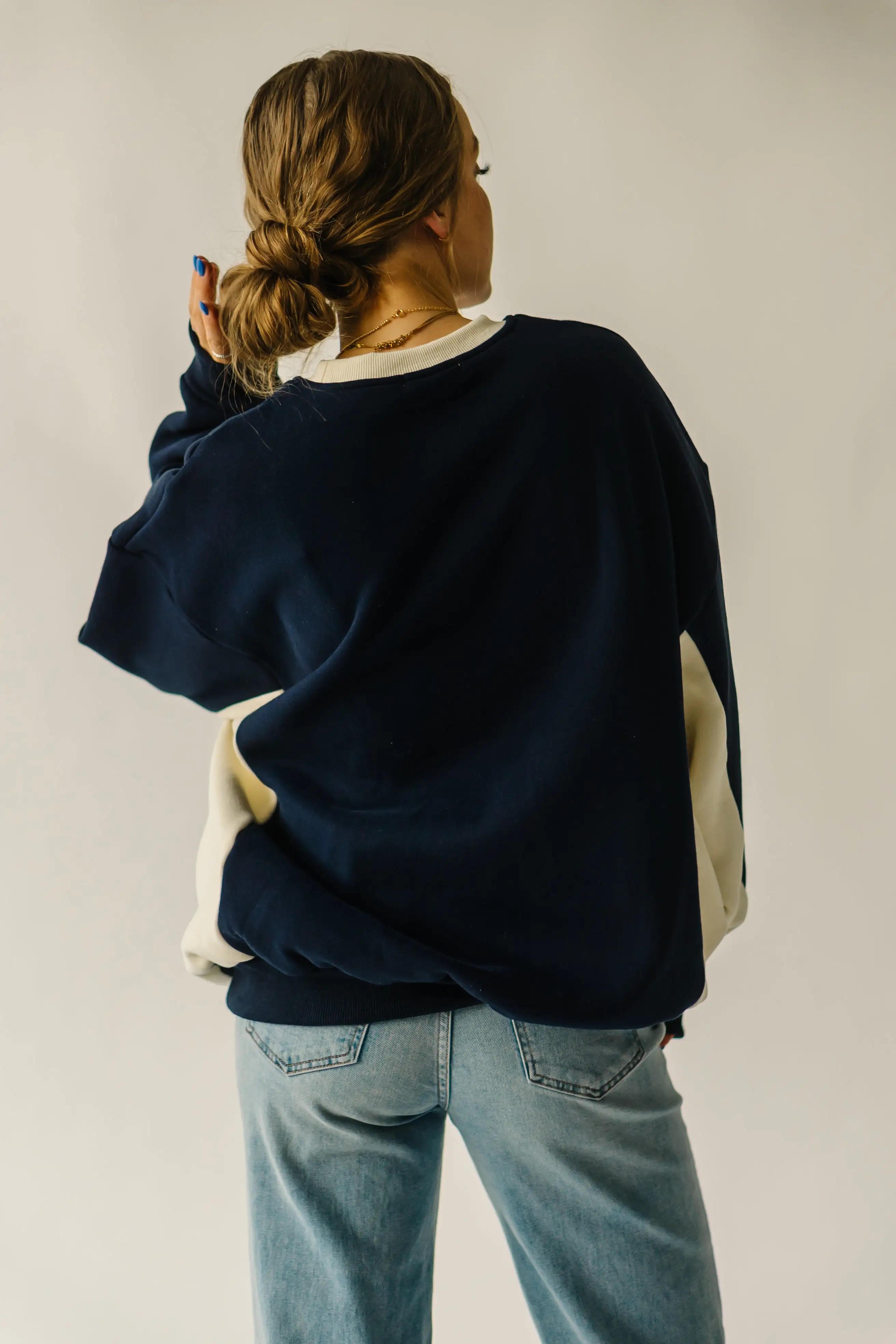 The Sports Club Graphic Pullover in Navy + Cream