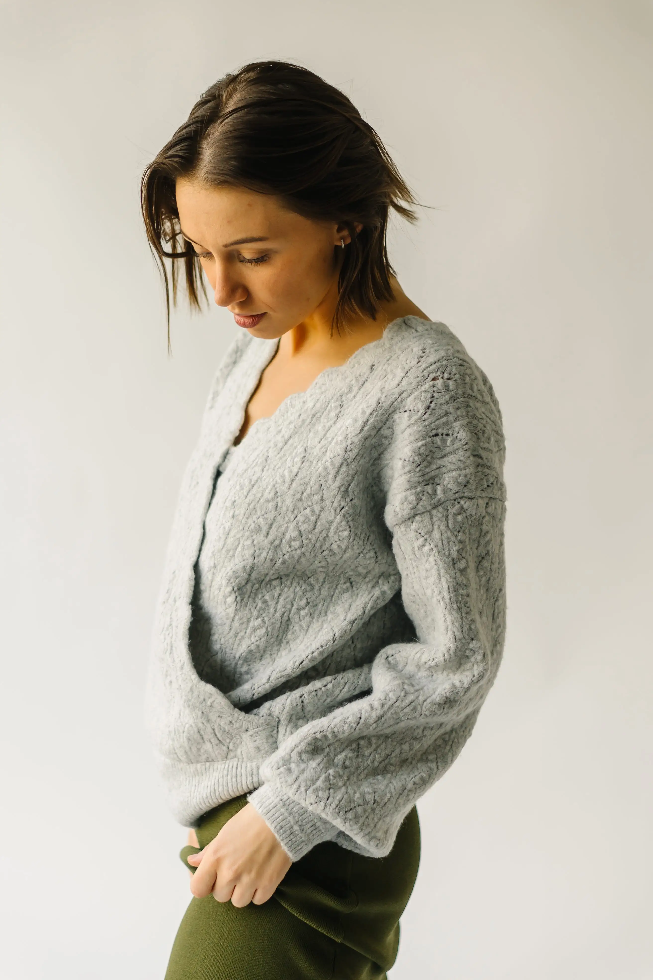 The Tagger Knit Wrap Sweater in Heather Grey