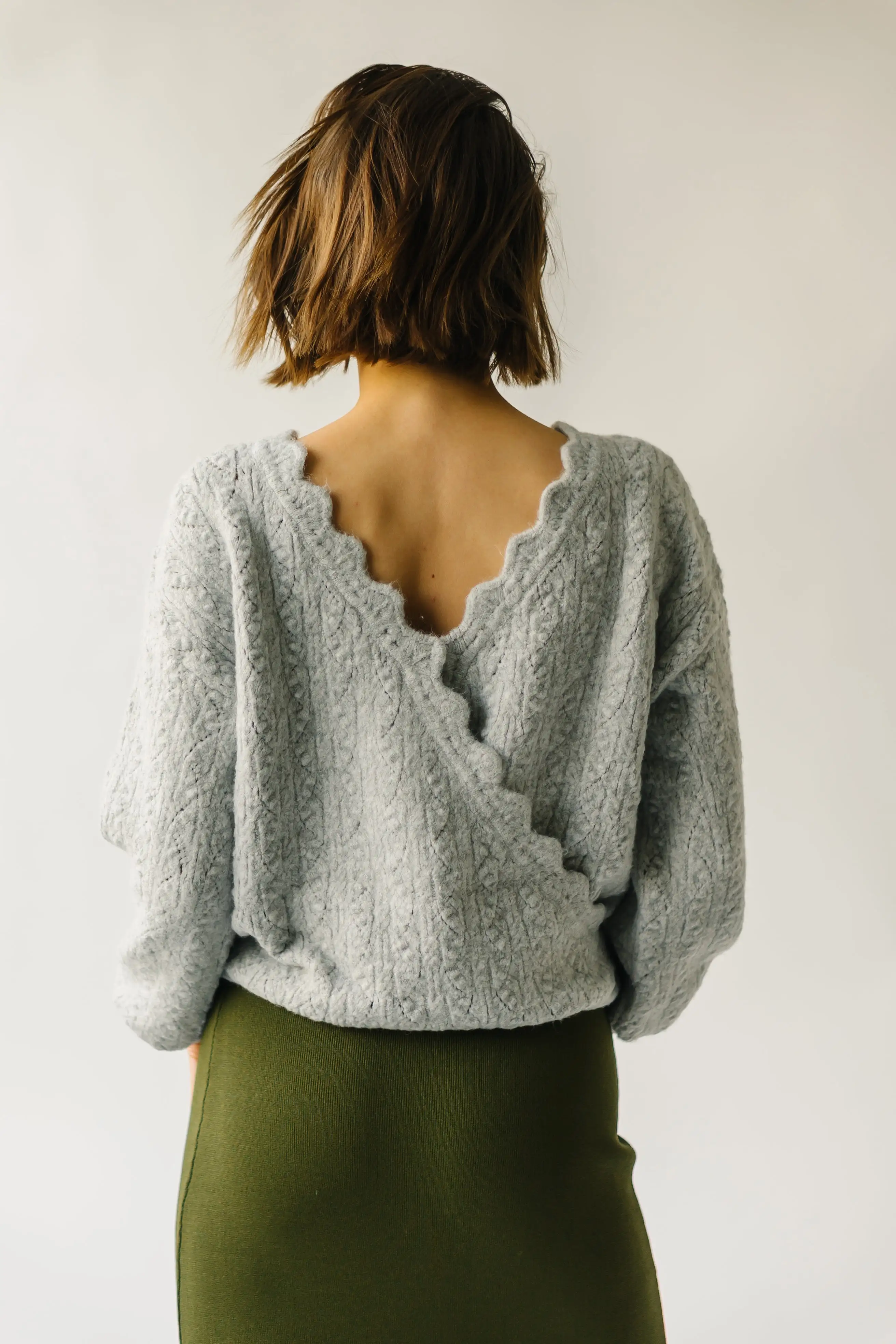 The Tagger Knit Wrap Sweater in Heather Grey