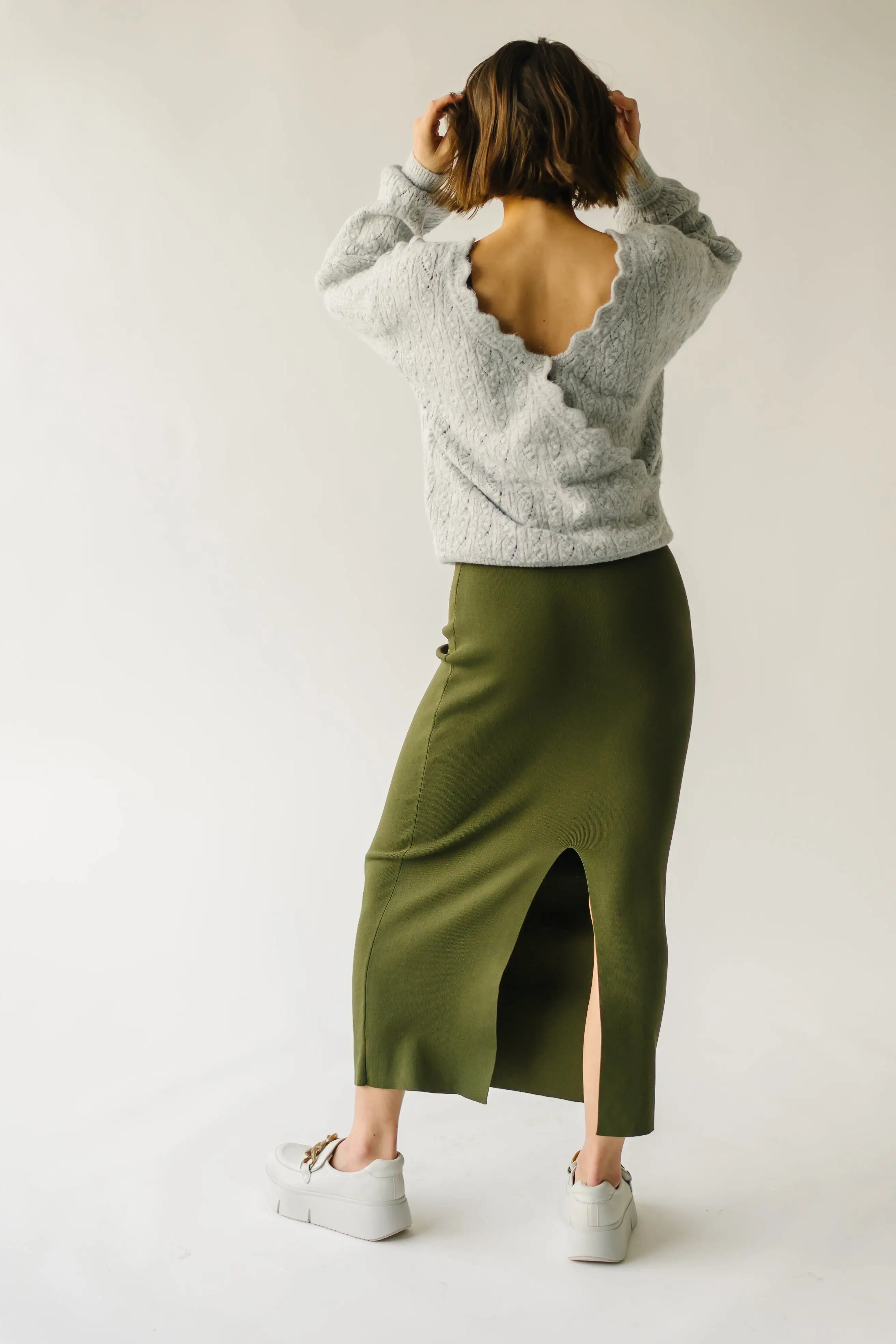 The Tagger Knit Wrap Sweater in Heather Grey