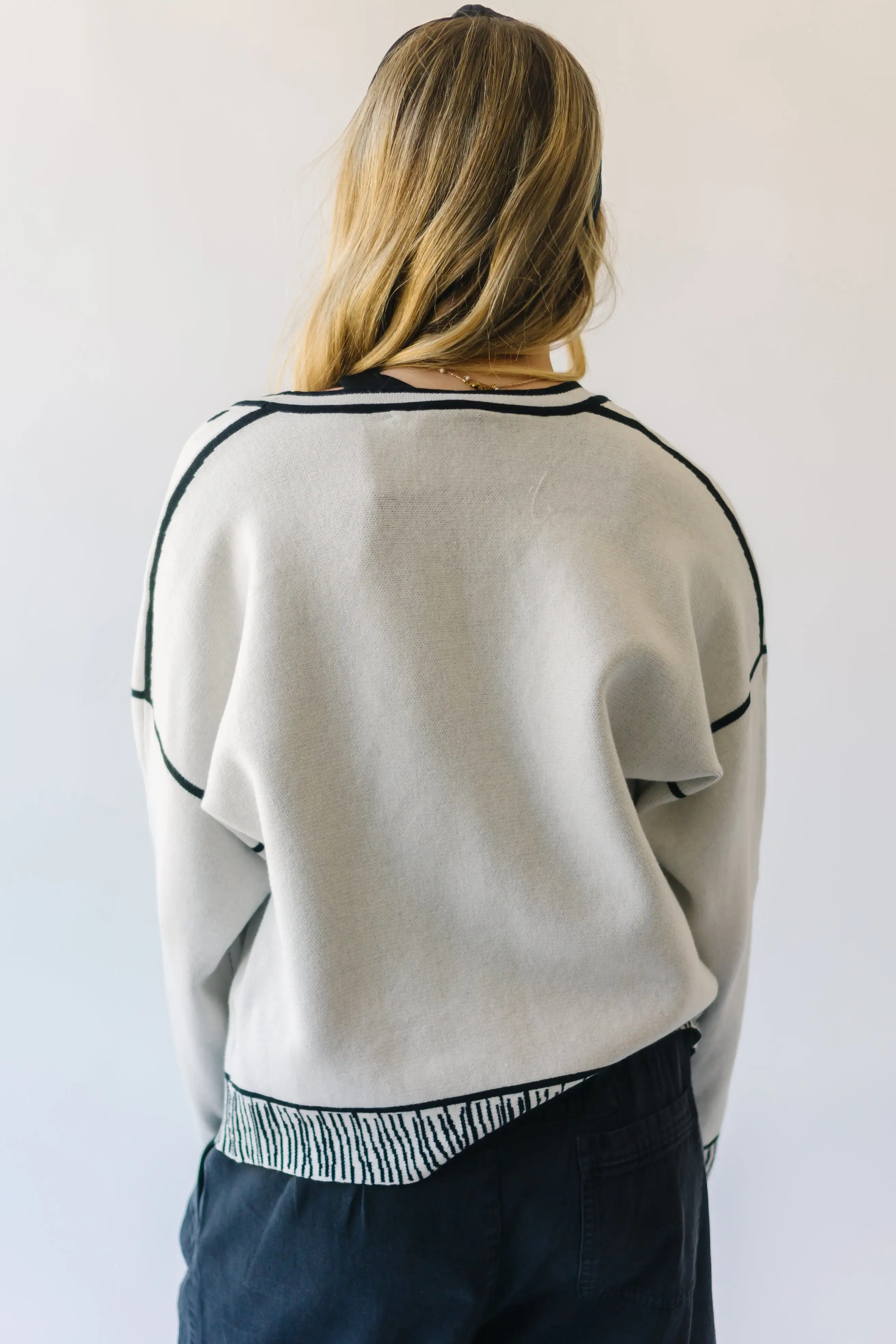 The Talon Patterned Button-Down Cardigan in Ivory