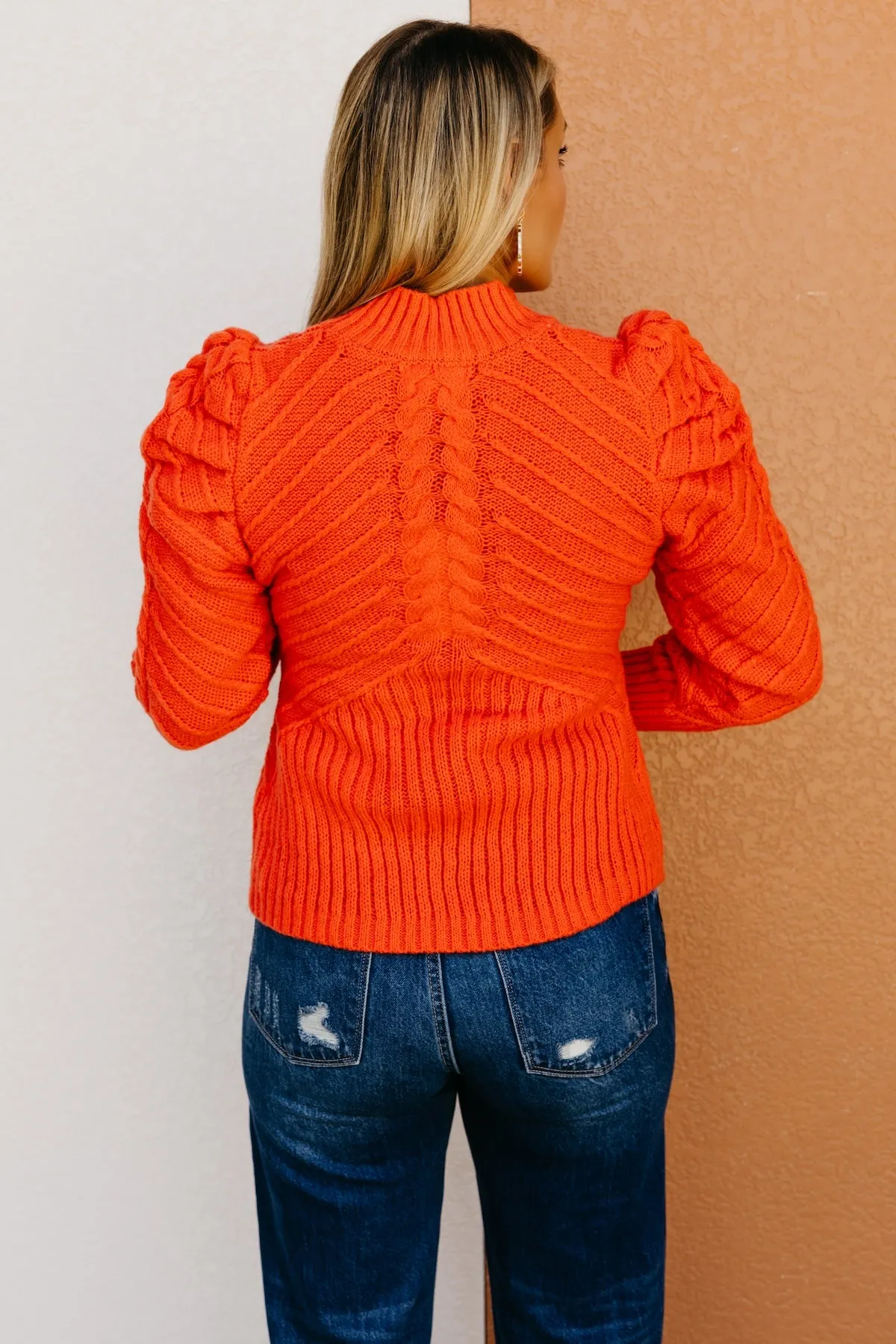 The Terrell Cable Puff Sleeve Sweater