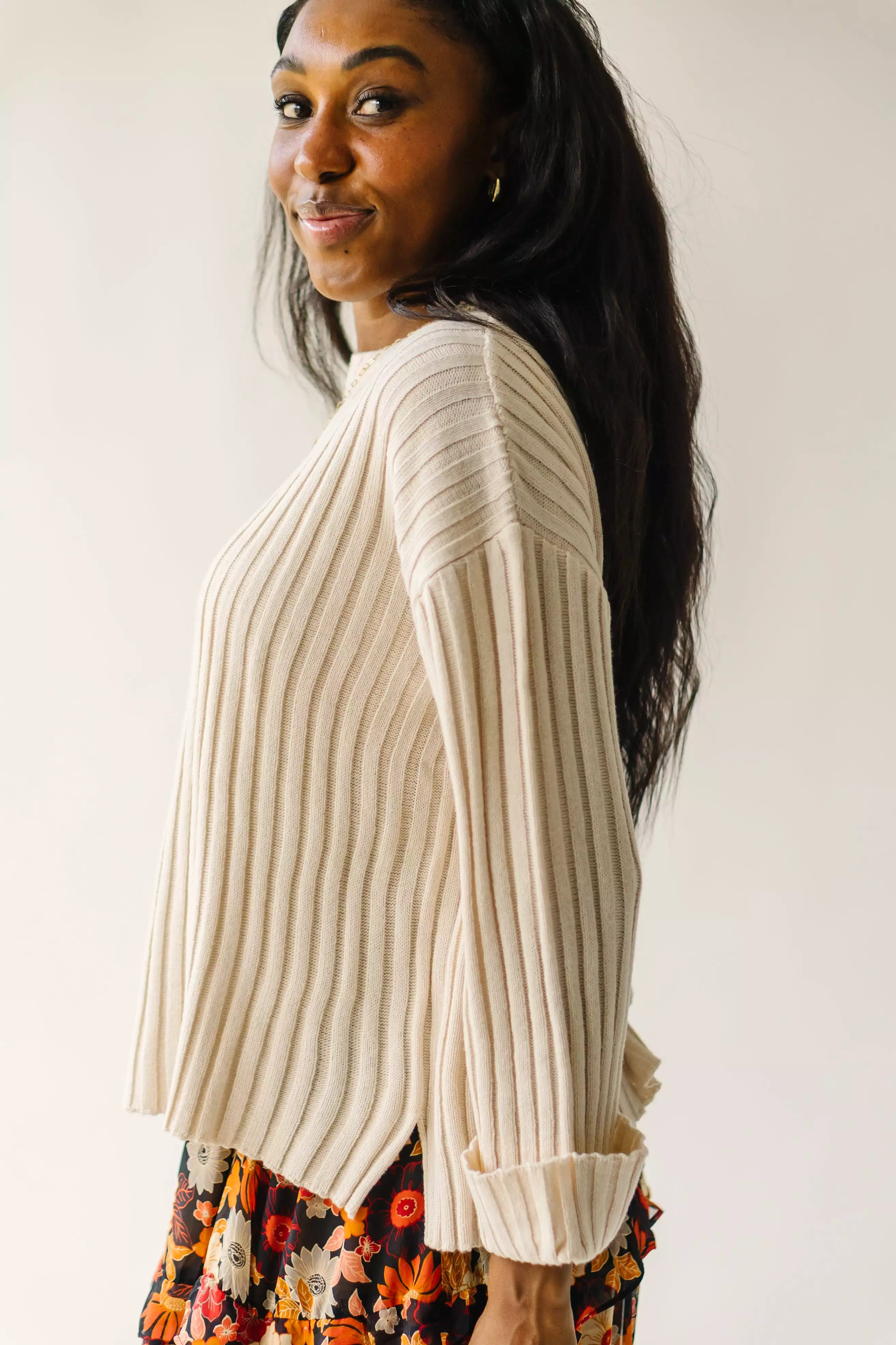 The Una Textured Sweater in Cream