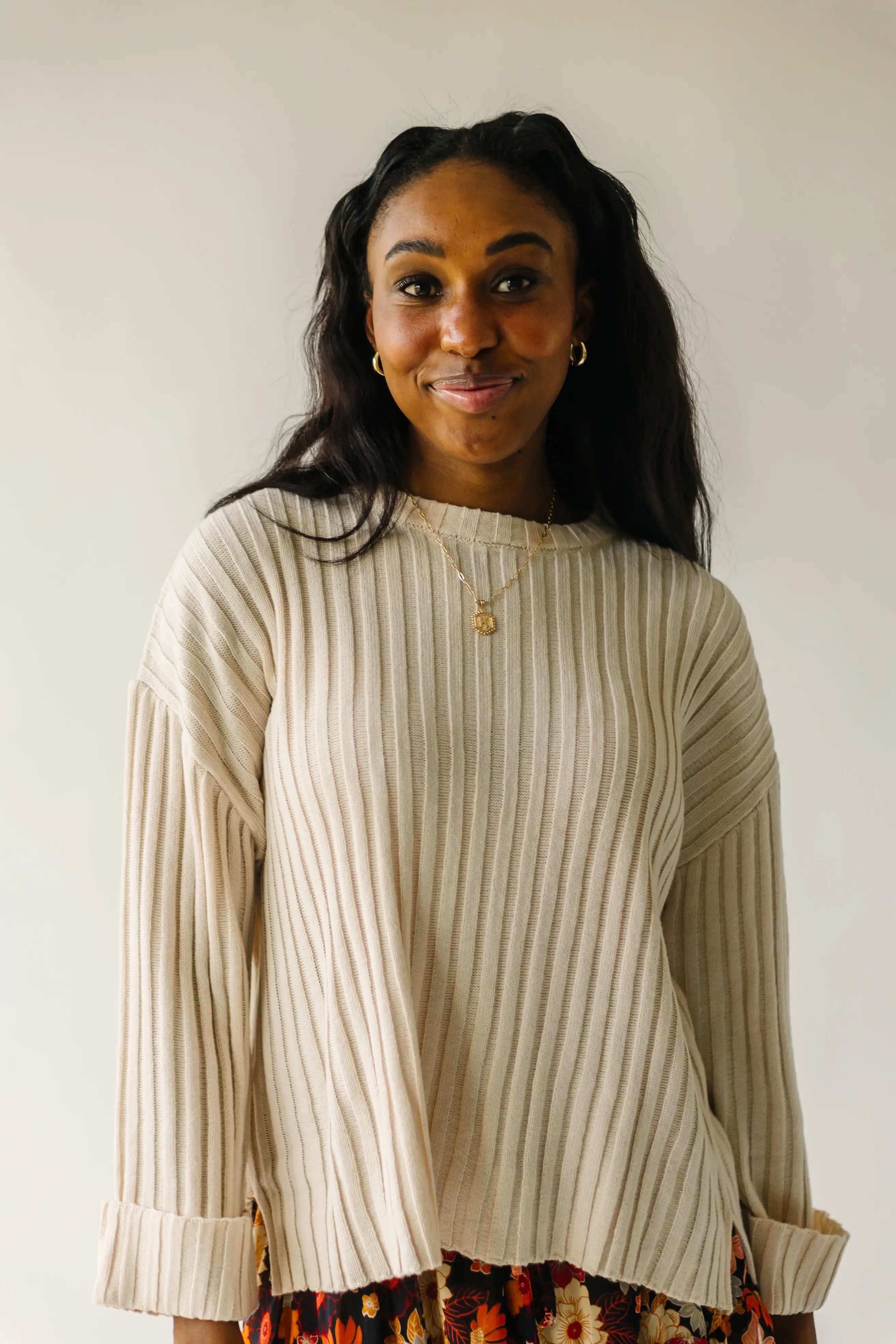 The Una Textured Sweater in Cream