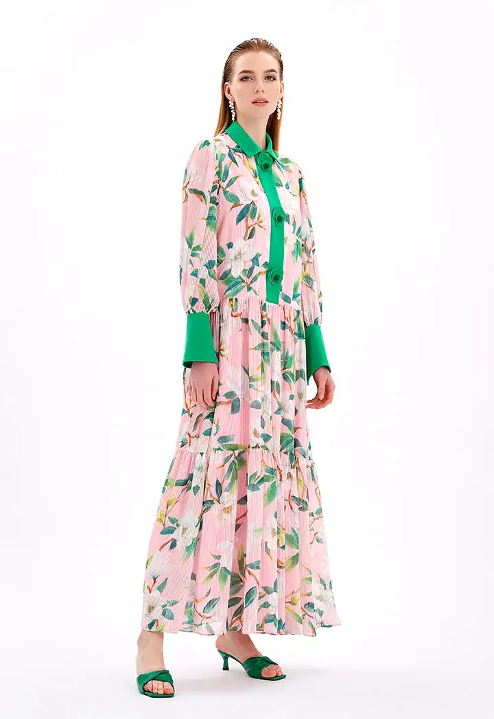 Tiered Floral Print Maxi Dress