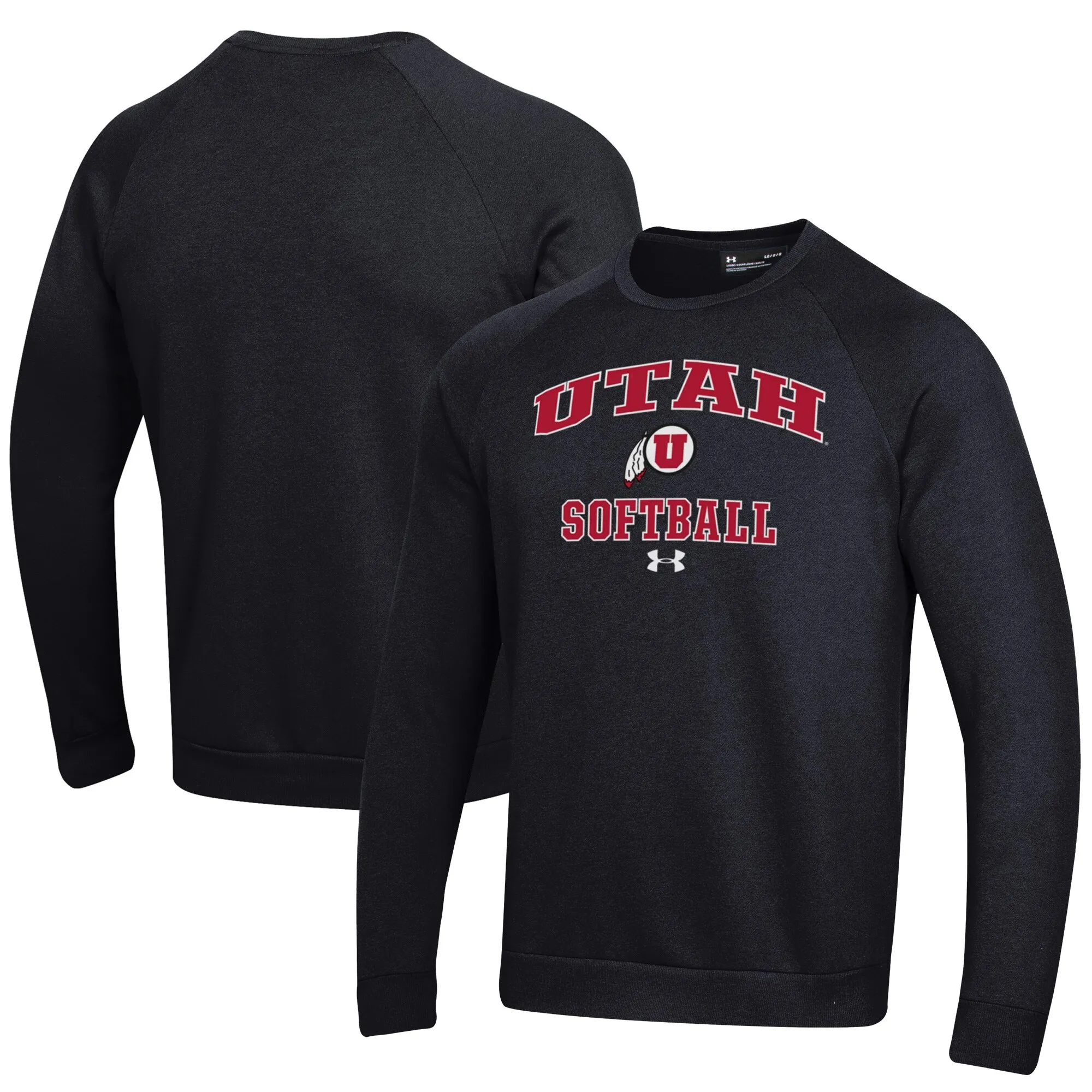 Under Armour Utah Utes Black Softball All Day Arch Fleece Pullover Sweatshirt