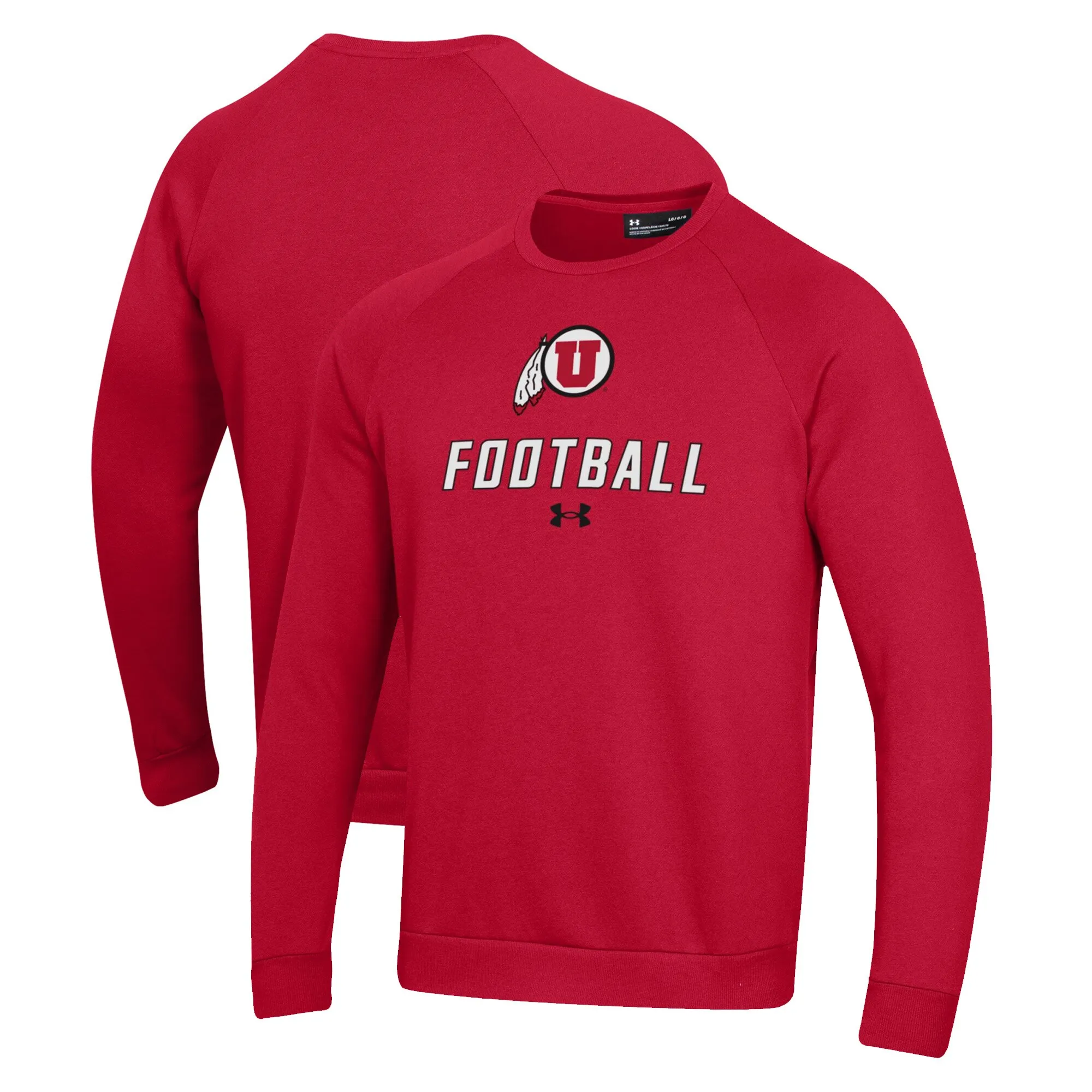 Under Armour  Utah Utes Red Football Rival Fleece Raglan Pullover Sweatshirt