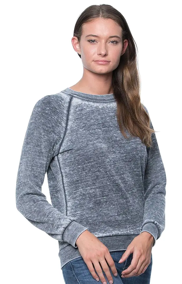 Women's Burnout Fleece Raglan Pullover Made in USA 3199BO