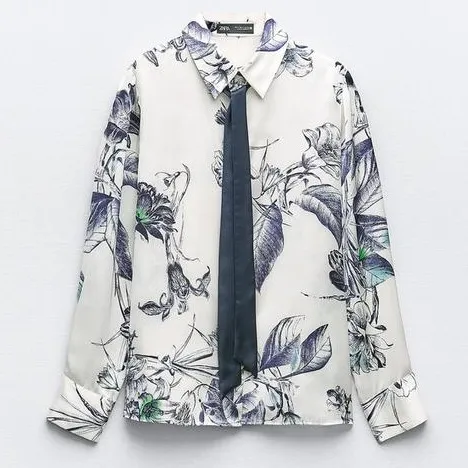 ZARA  |PRINTED SHIRT WITH TIE