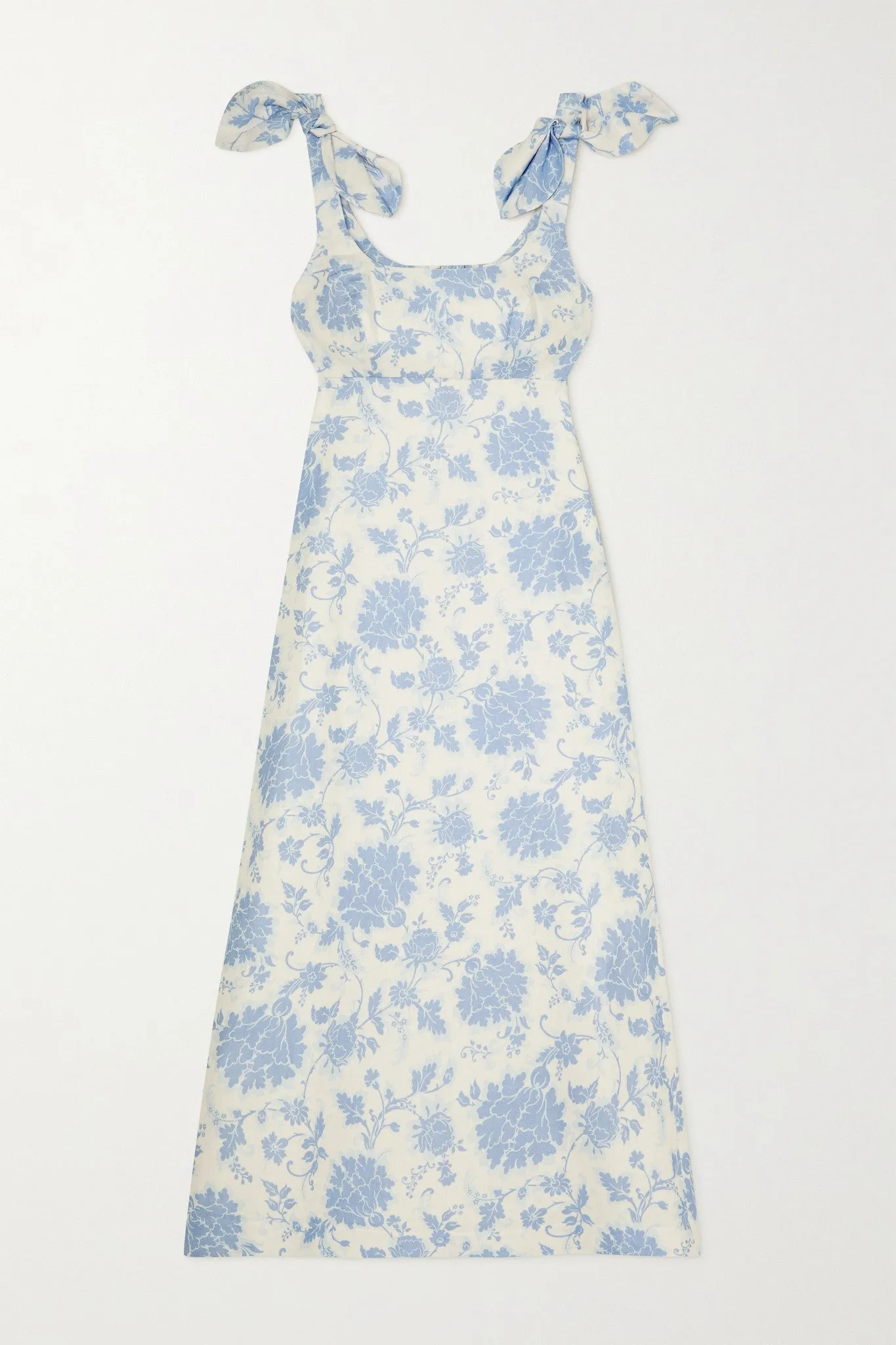 Zimmermann Postcard Tie Shoulder Midi Dress - Blue Tonal Floral